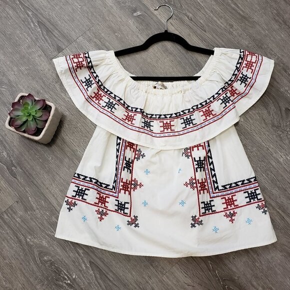Temperance Aritzia * Embroidered Boho Blouse XS - Picture 1 of 6